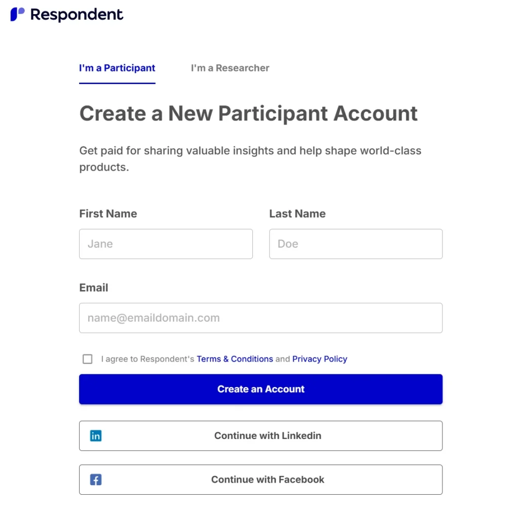 Creating your Respondent account. 